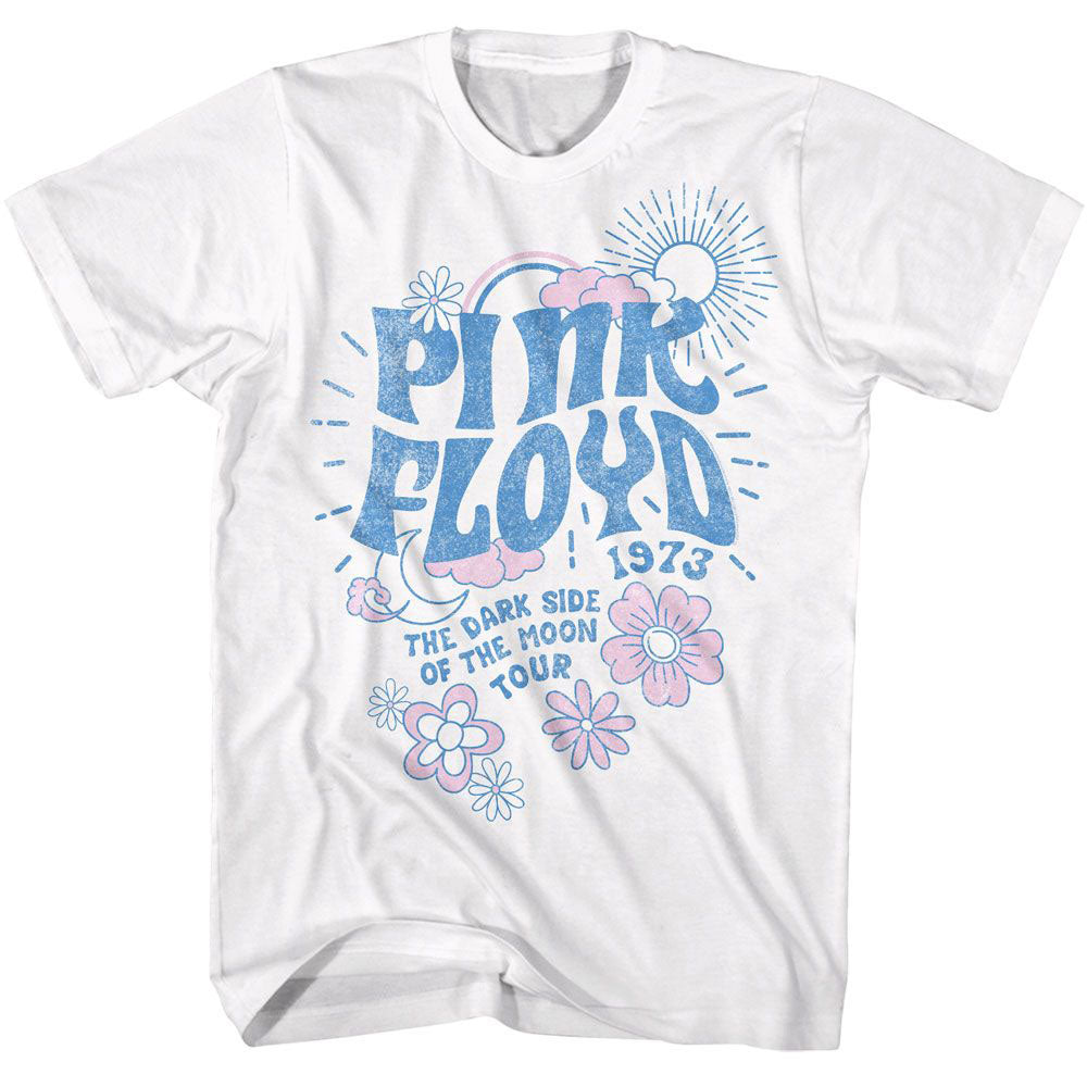 Pink Floyd Dark Side Tour Floral And Sun T-shirt Front