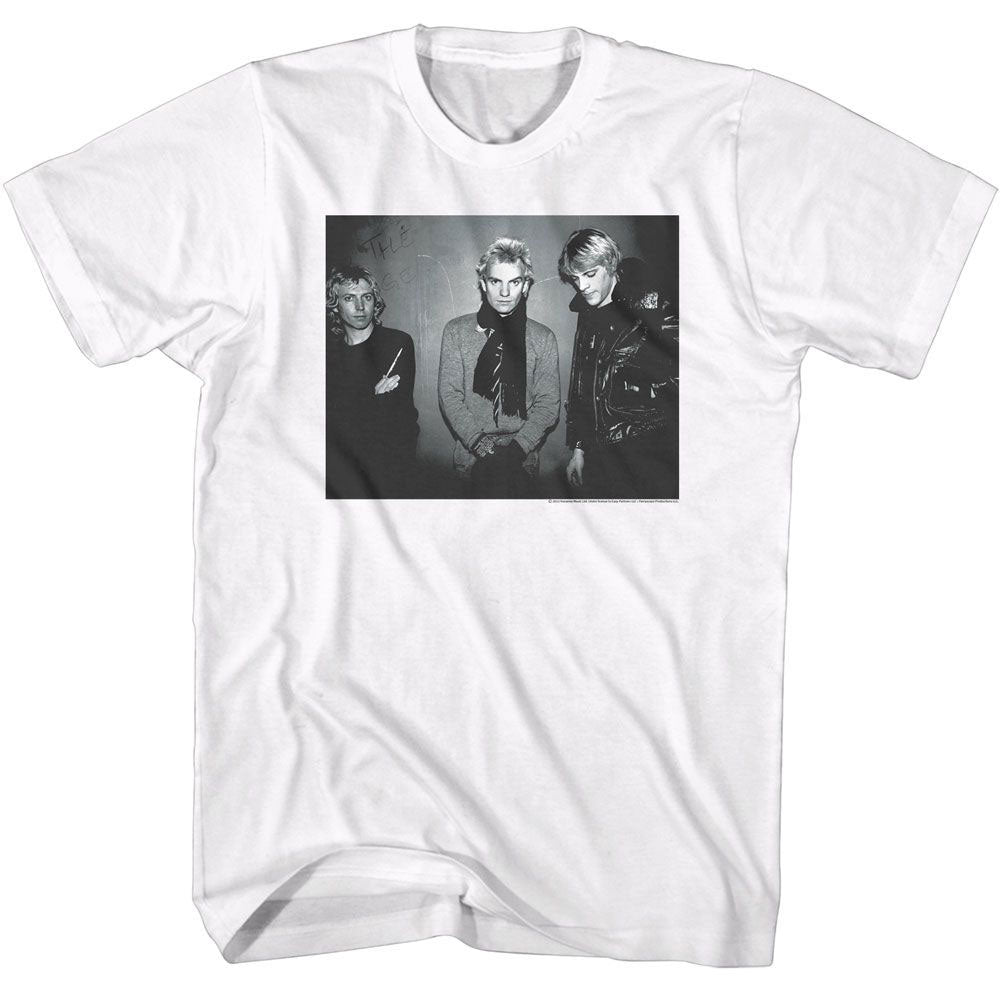 The Police Bw Against Wall T-shirt Front