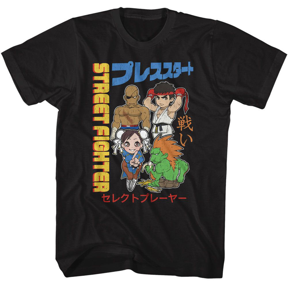 Street Fighter Chibi With Kanji T-shirt Front