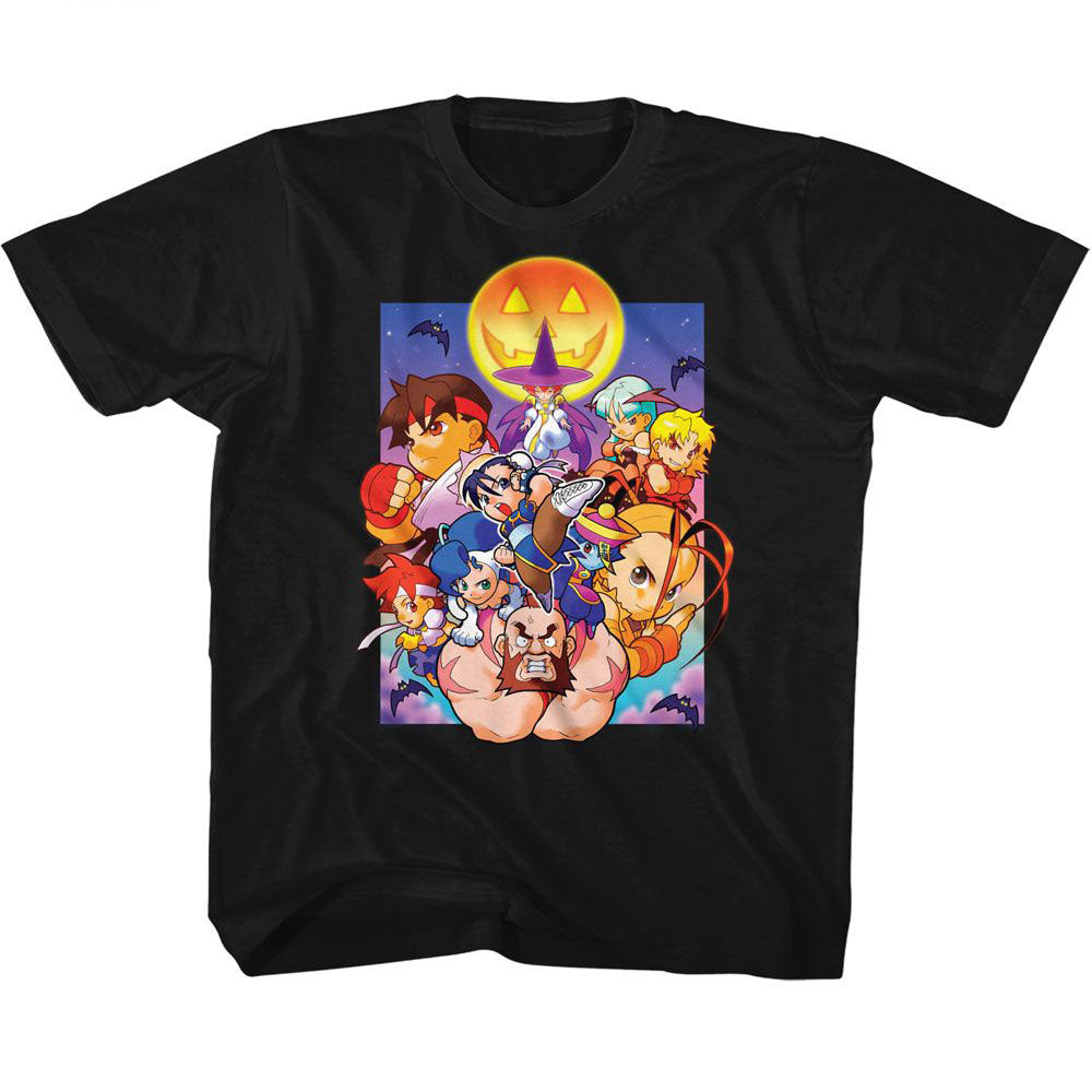 Street Fighter Pocket Fighters Spooky Kids Childrens T-shirt Front