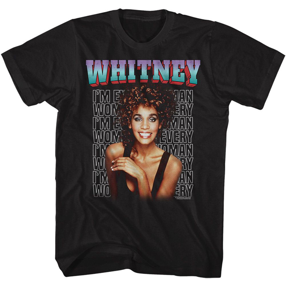 Whitney Houston Whitney Every Woman Stacked T-shirt Front