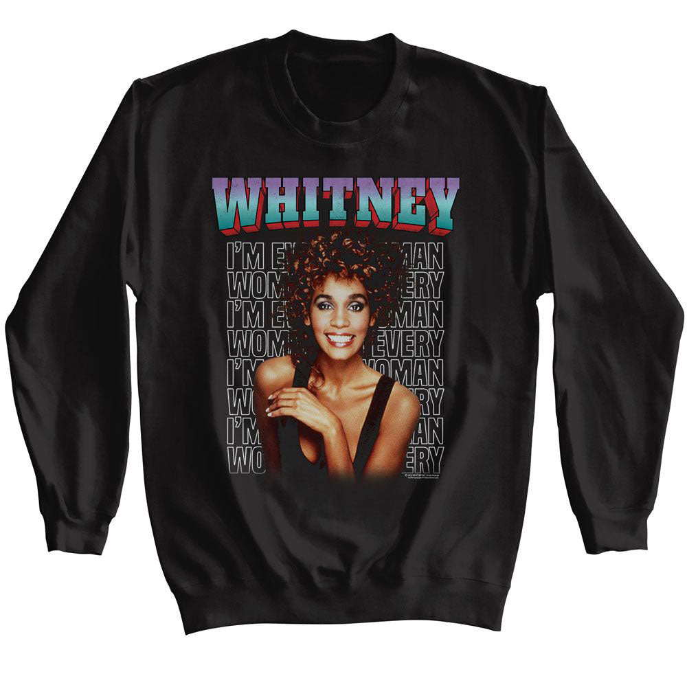 Whitney Houston Whitney Every Woman Stacked Sweatshirt Front