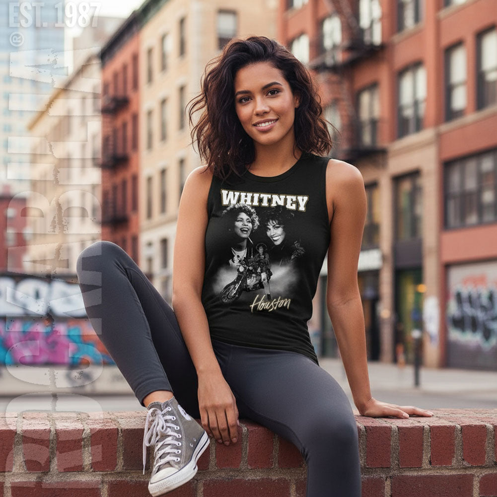 Whitney Houston Motorcycle Collage Womens Tank Alt 2