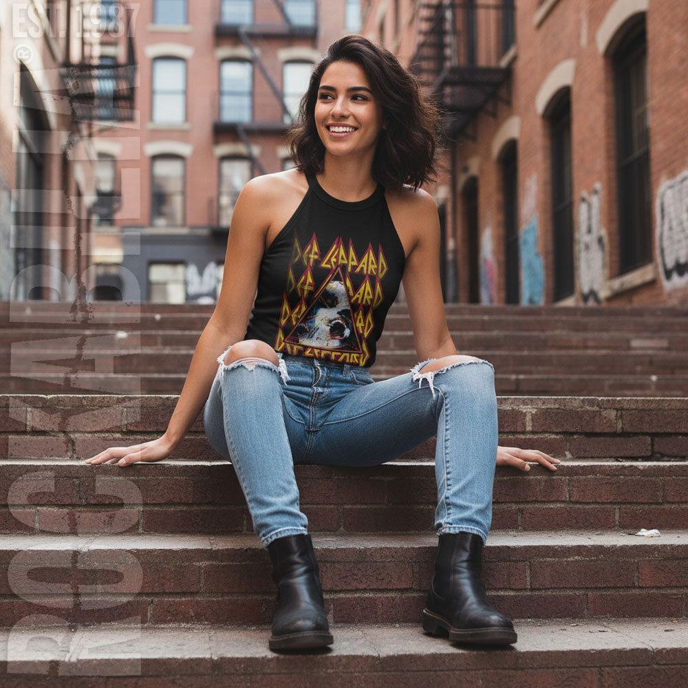 Def Leppard Hysteria Face And Logos Womens Tank