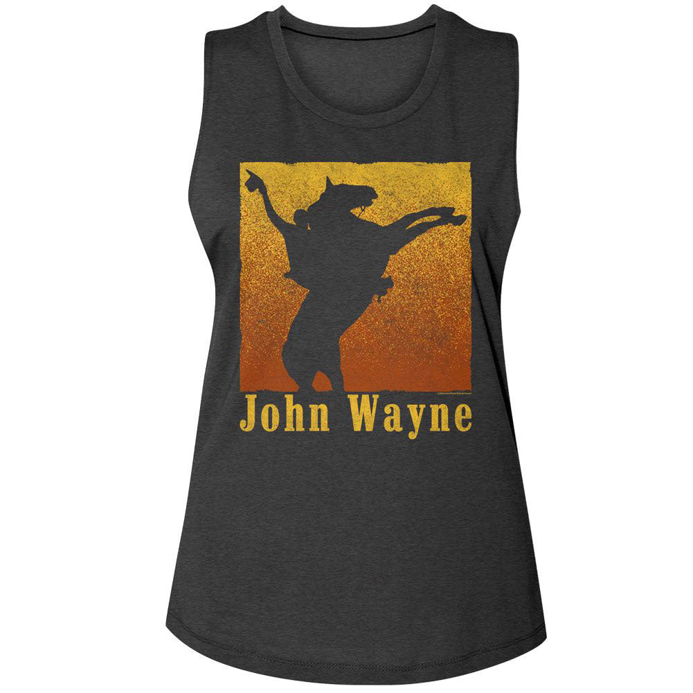 John Wayne Rearing Horse Womens Tank Front