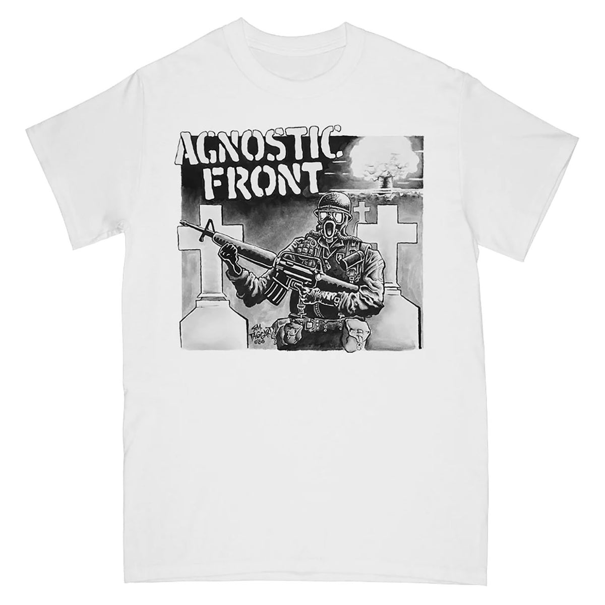 Agnostic Front Gas Mask (White) T-shirt Front