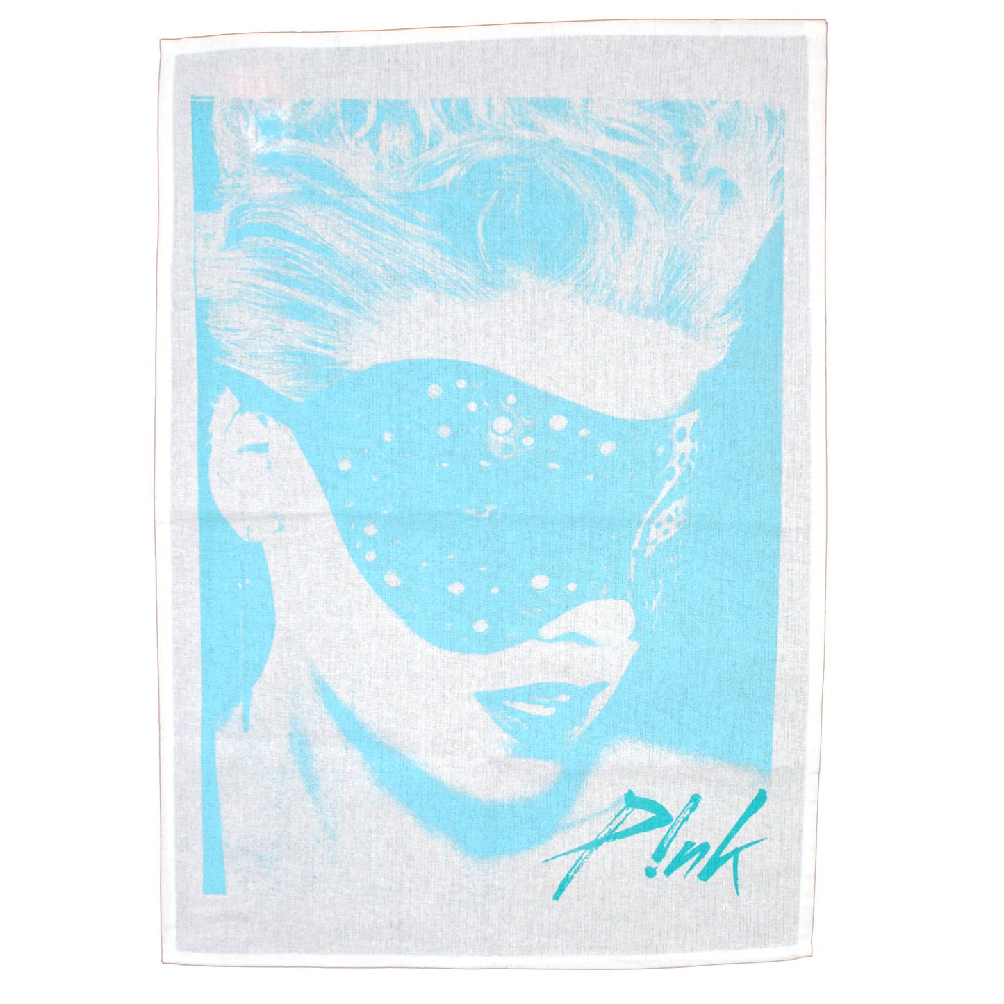 Pink Masked Tea Blue Towel Front