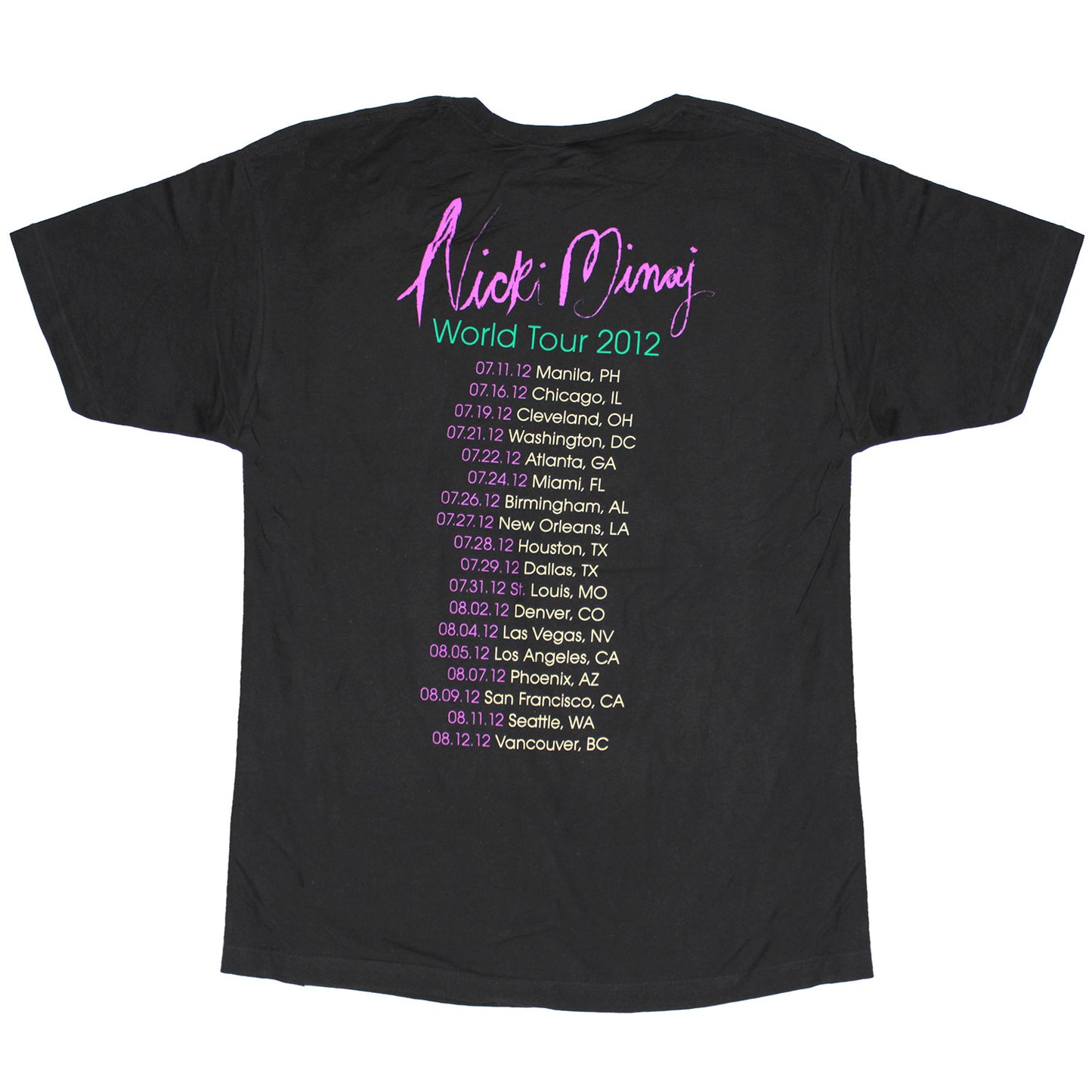 World Tour 2012 City Info Manila - Vancouver T-shirt