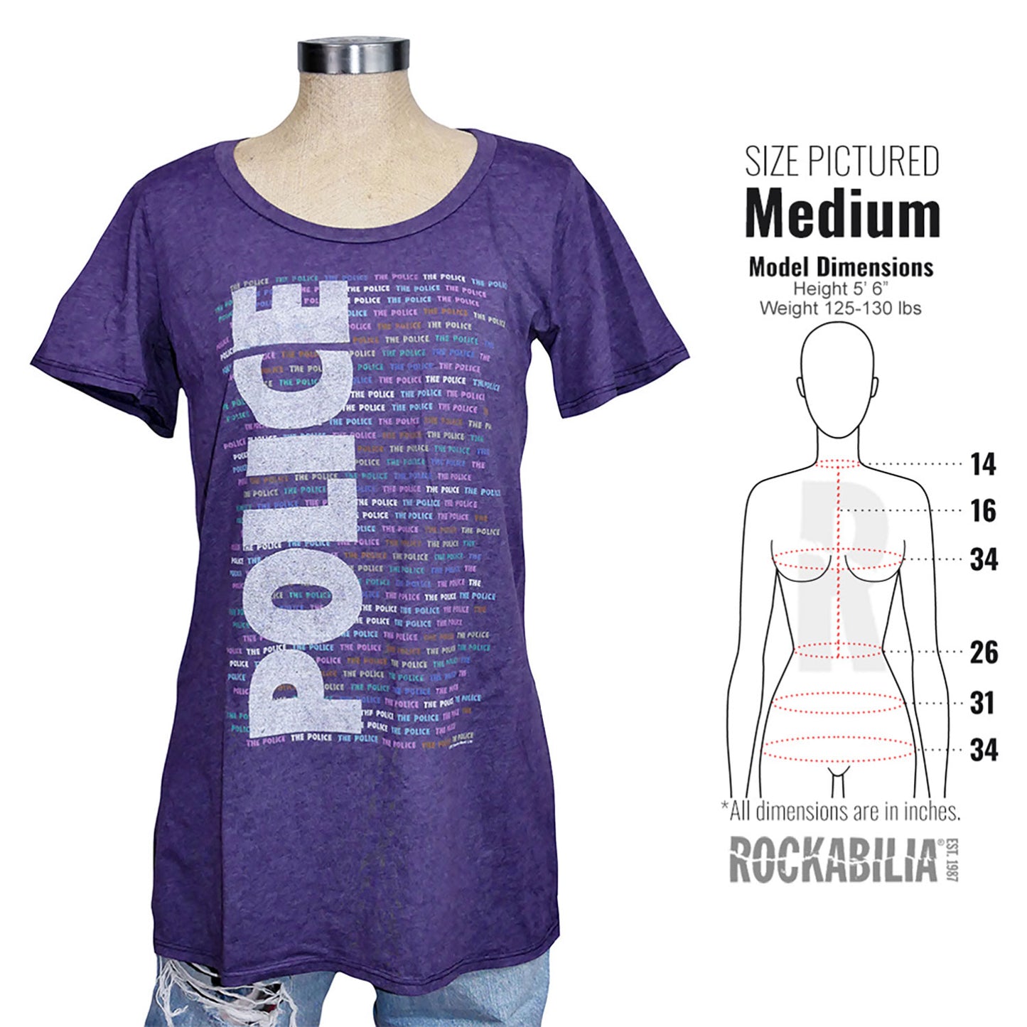 Police Vintage Distressed Logos Tunic Junior Top Alt 3