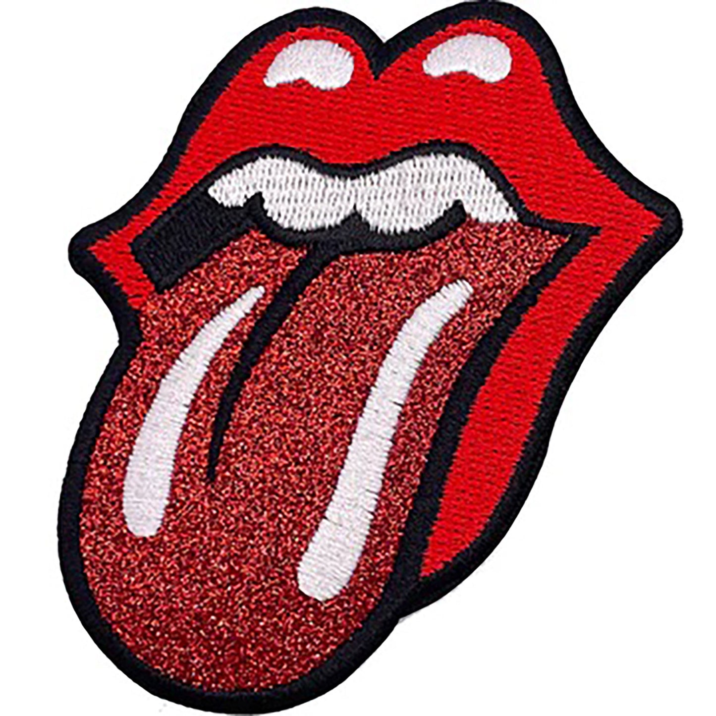 The Rolling Stones Tongue Logo Glitter Embroidered Patch Front