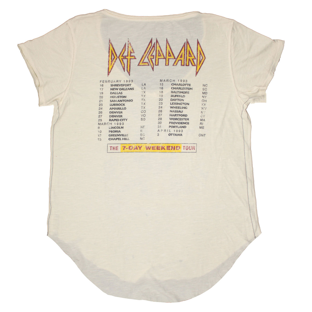 Def Leppard The 7-Day Weekend Tour by TRUNK LTD Oversized Scoop Neck Tee Junior Top Back