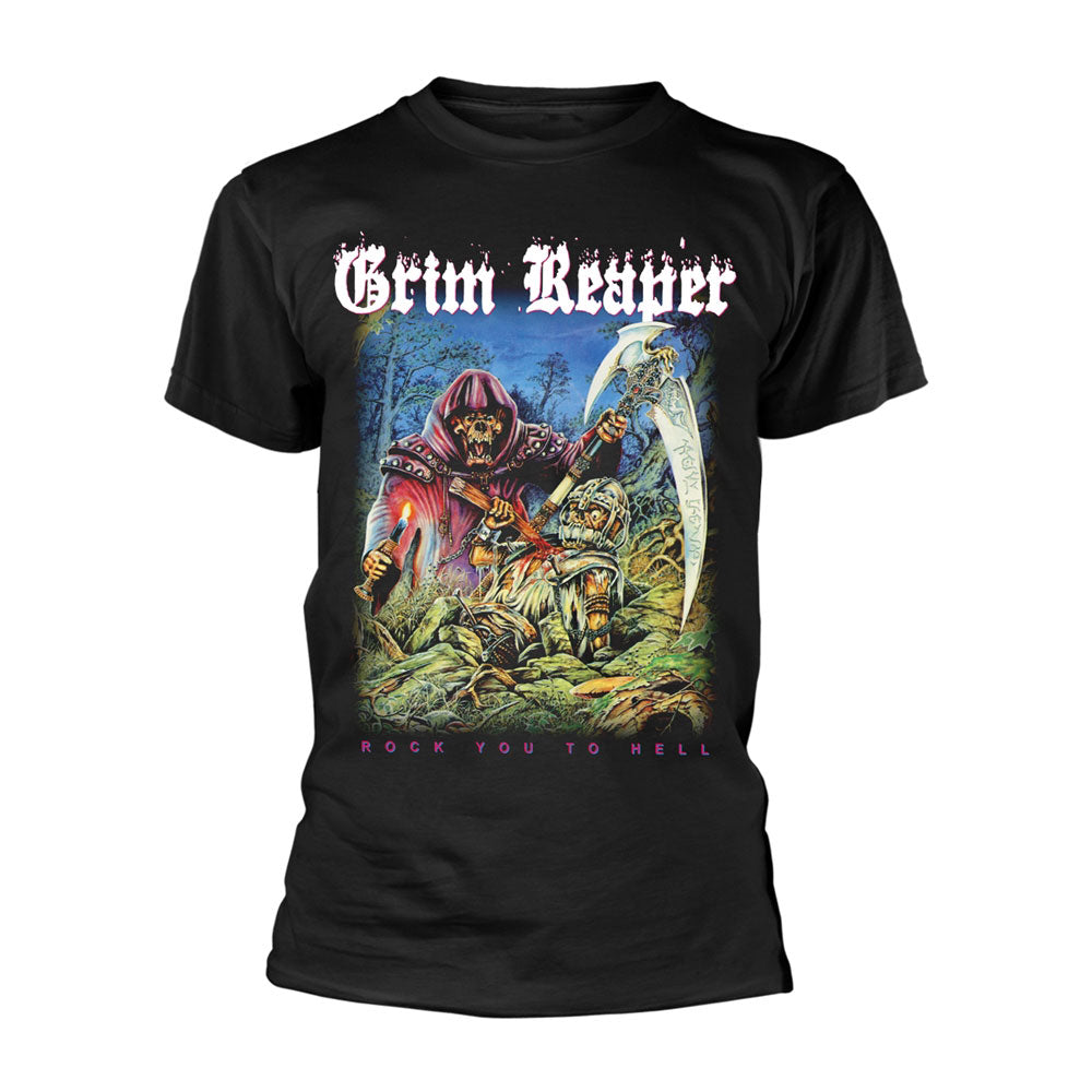 Grim Reaper Rock You To Hell T-shirt Front