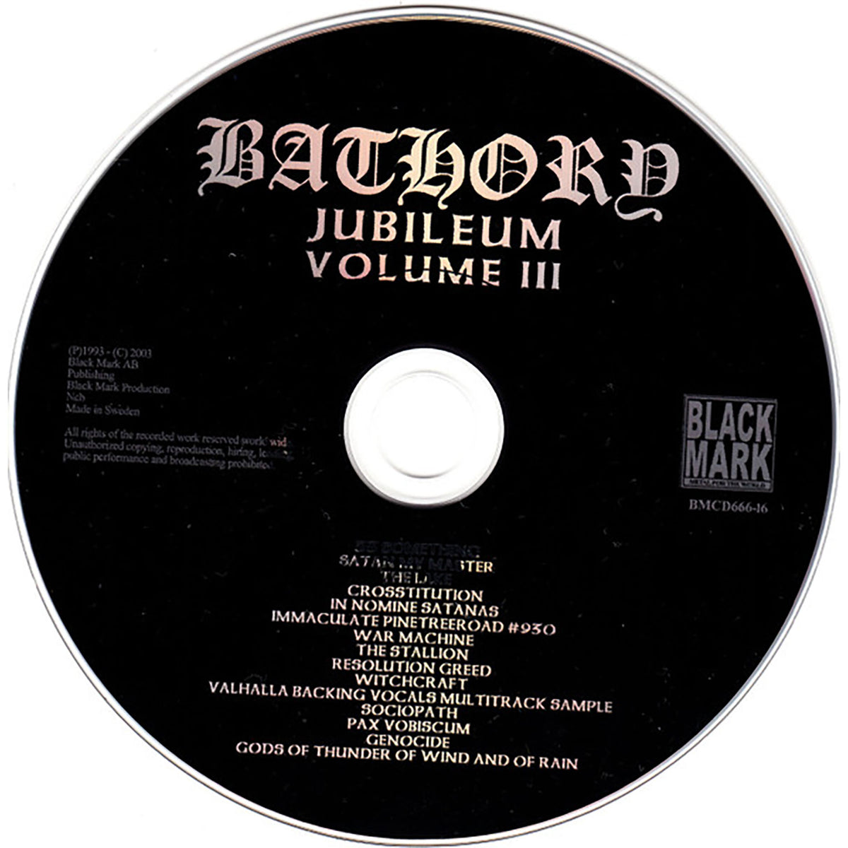 Bathory Jubileum Vol 3 Compact Disc CD Alt 2