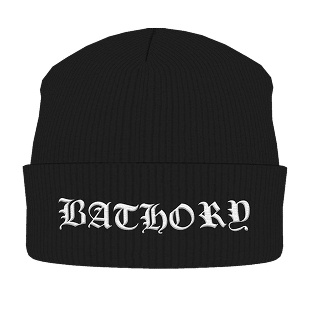 Bathory White Logo (embroidered) Beanie Front