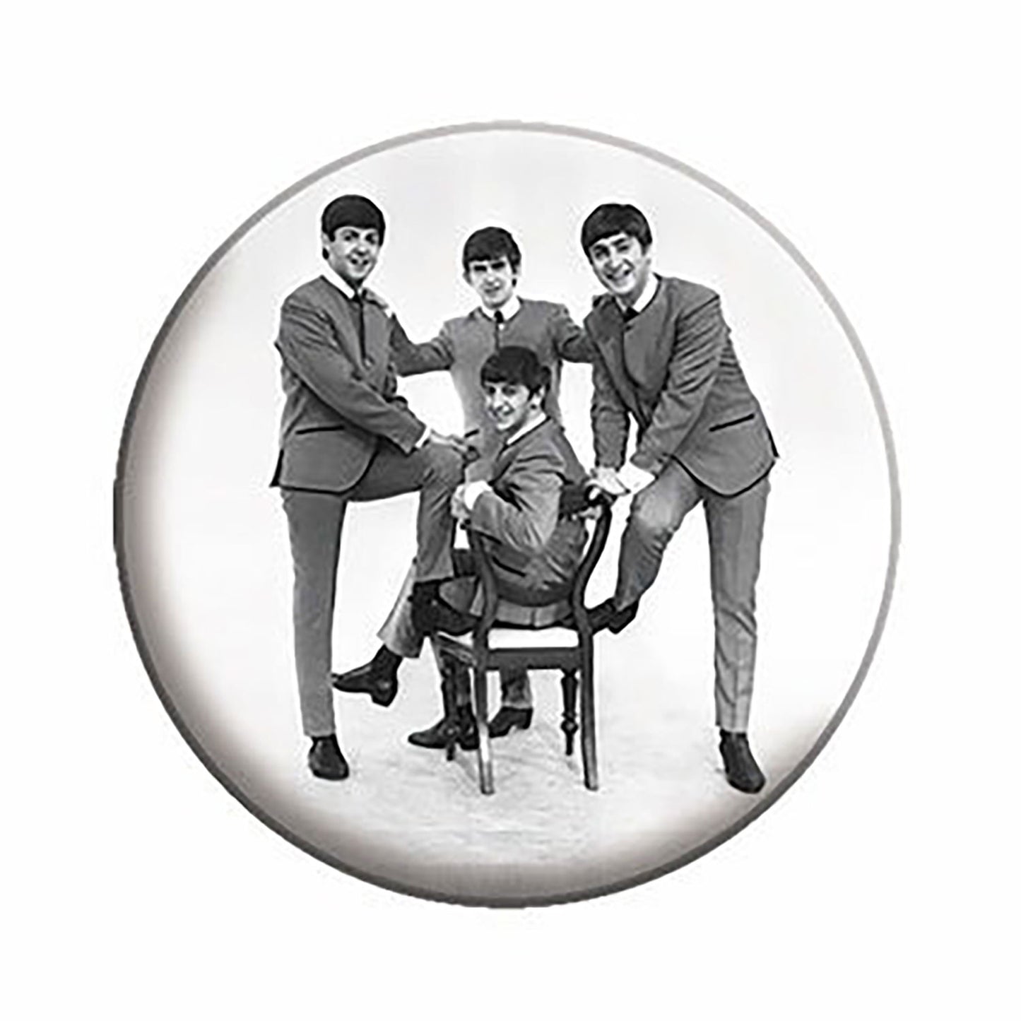 The Beatles Black & White Photo Button Front