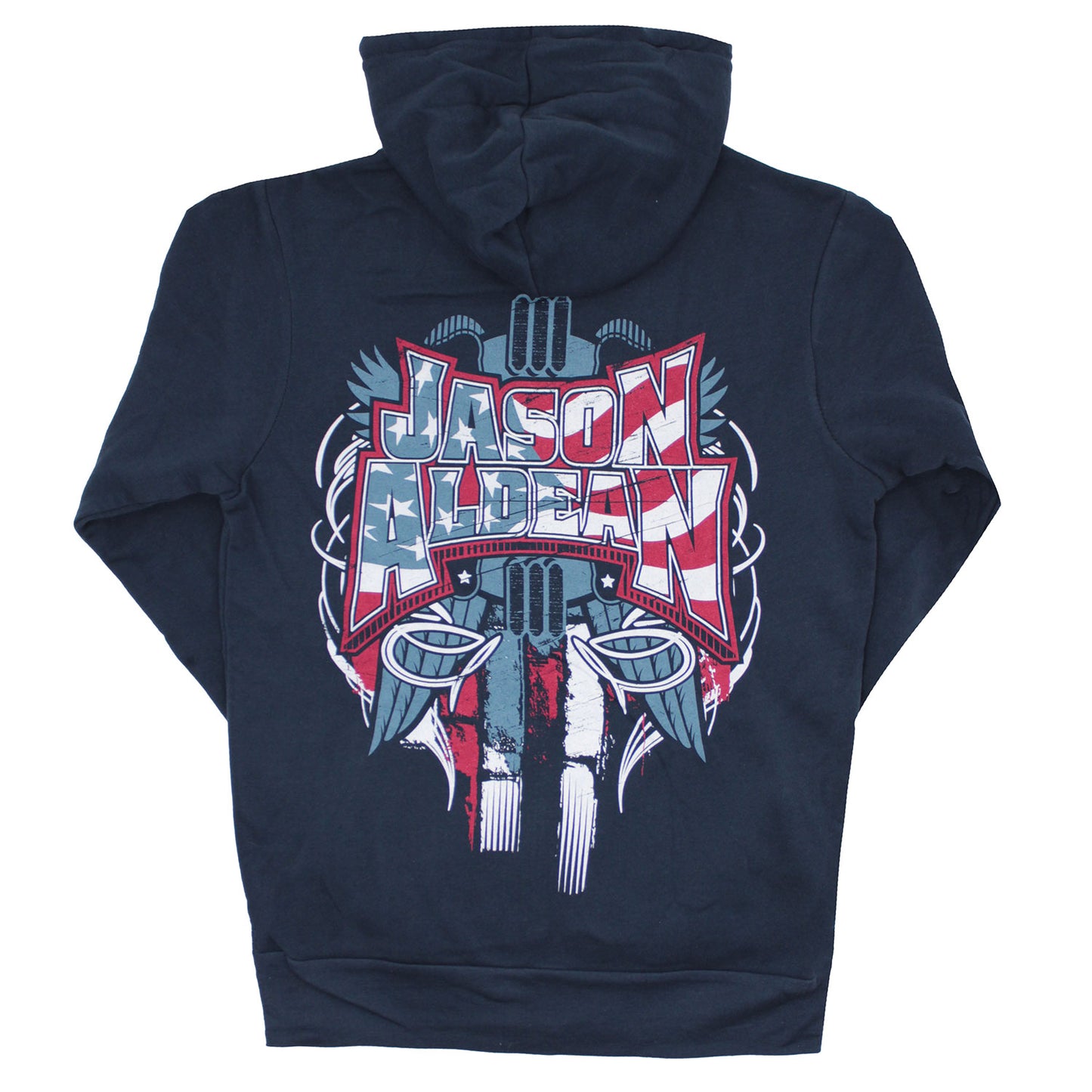 Jason Aldean Red, White & Blue Zippered Hooded Sweatshirt Back