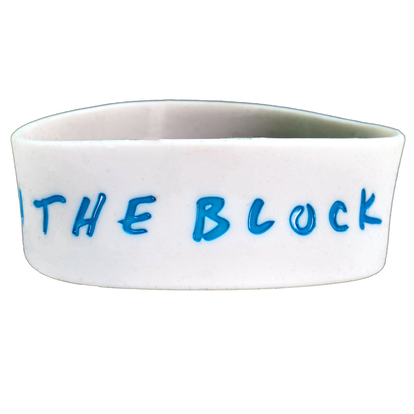 New Kids On The Block Blue On White Logo Rubber Bracelet Back