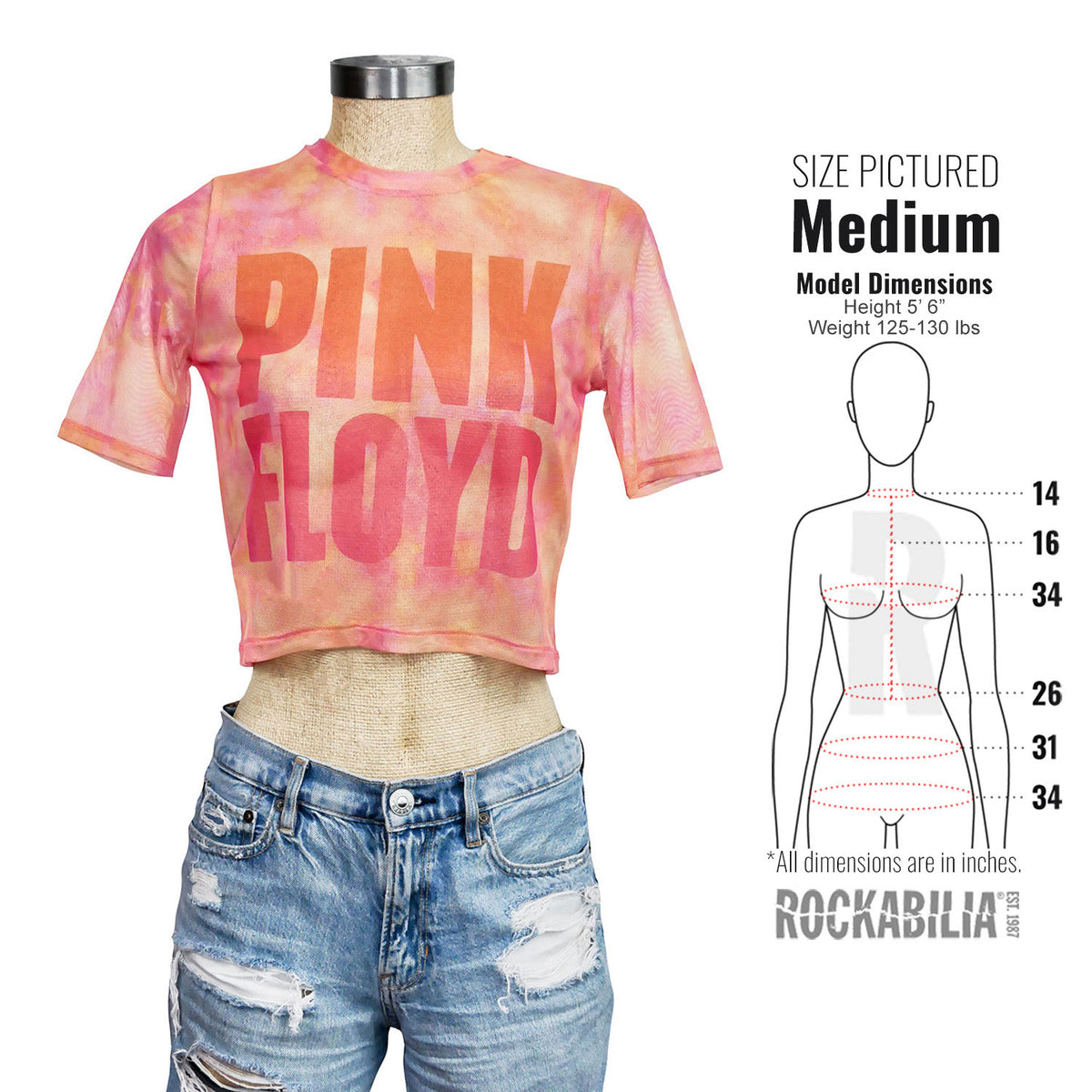 Pink Floyd Stacked Logo Ladies Mesh Crop Top Junior Top Alt 3