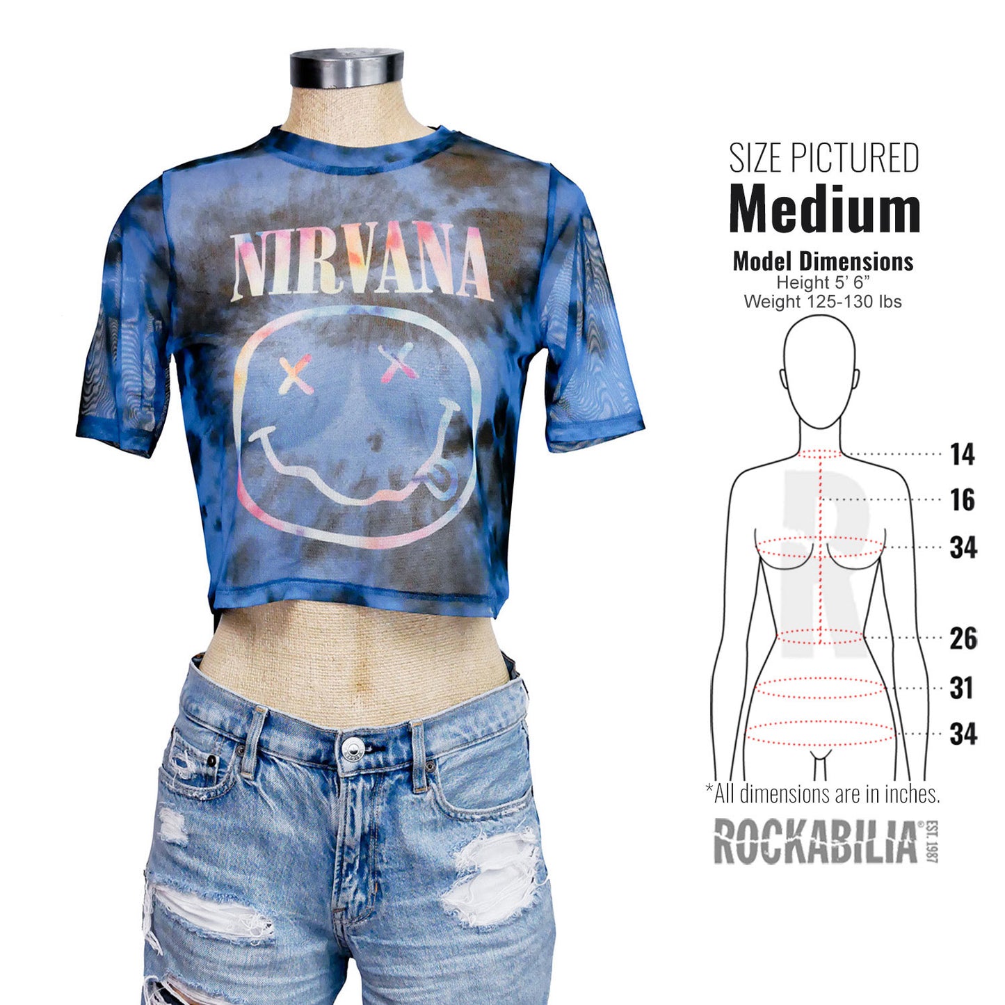 Nirvana Pastel Happy Face Ladies Mesh Crop Top Junior Top Alt 3