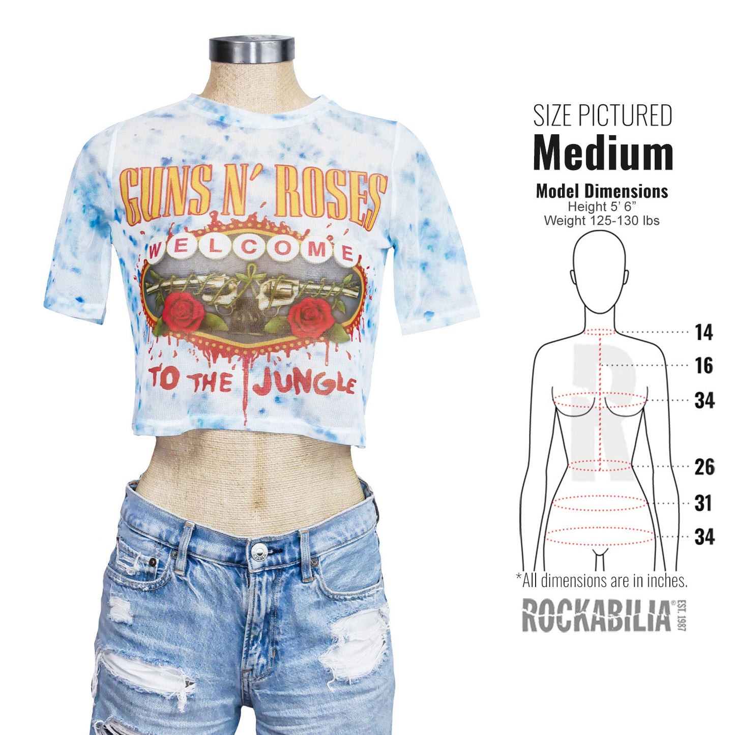 Guns N Roses Welcome To The Jungle LV Ladies Mesh Crop Top Junior Top Alt 3