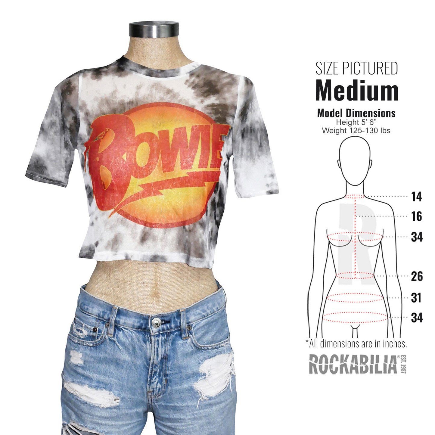 David Bowie Diamond Dogs Logo Ladies Mesh Crop Top Junior Top Alt 3
