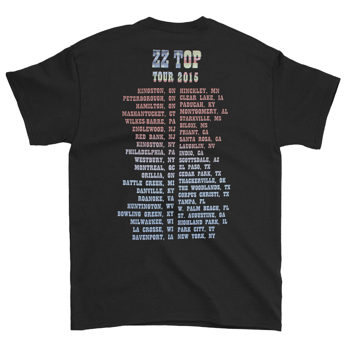 ZZ Top Original 2015 North America Tour Concert (Only 2X Left) T-shirt Back