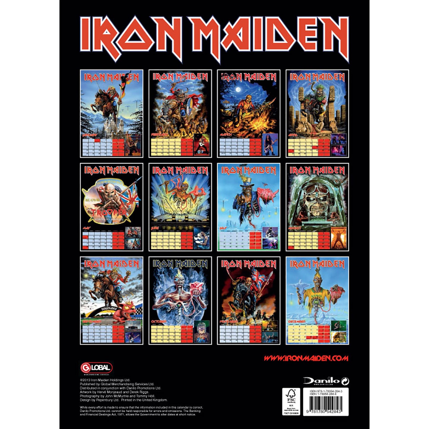 Iron Maiden Official Calendar 2014 Calendar Back