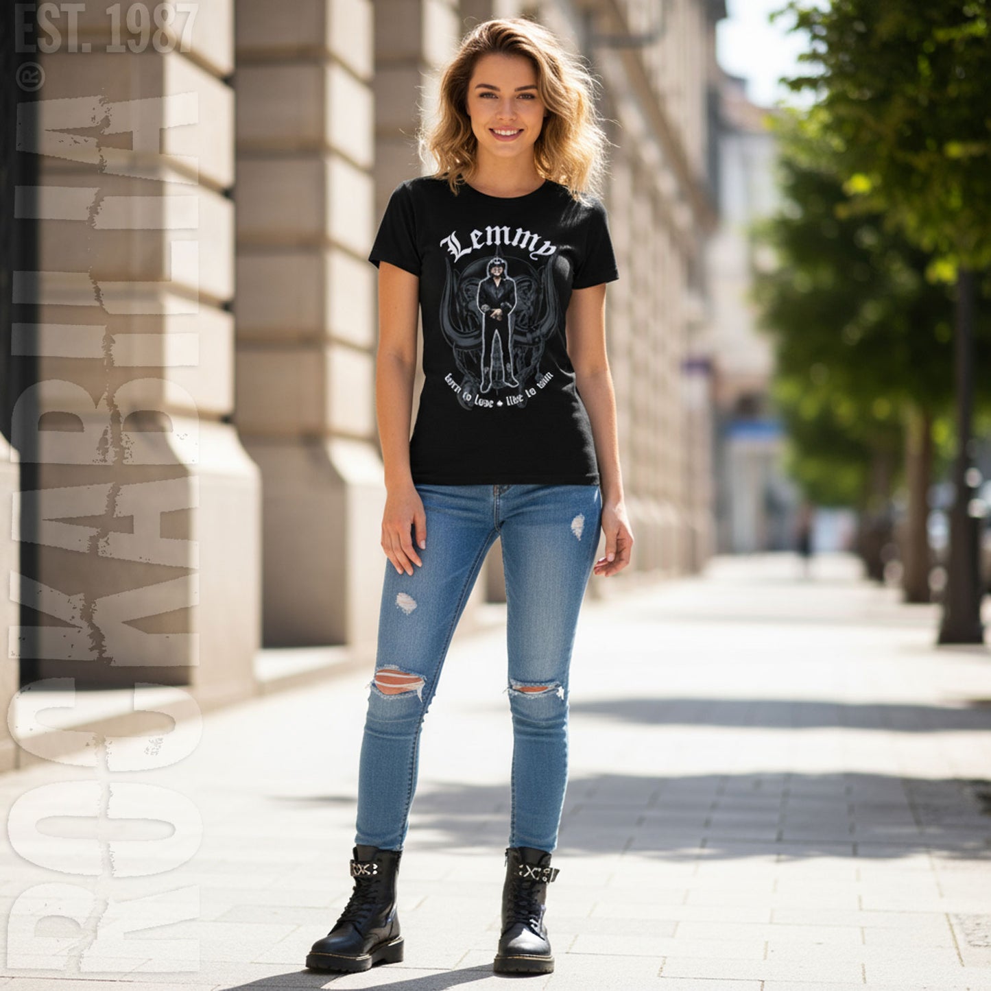 Motorhead Lemmy Rainbow Bar Memorial Statue Junior Baby Doll Junior Top Alt 2