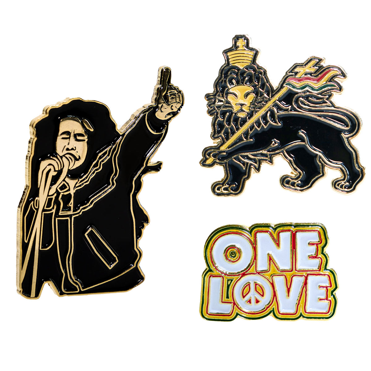 Bob Marley Enamel Pin - Collection One (One Love) Pewter Pin Badge Front