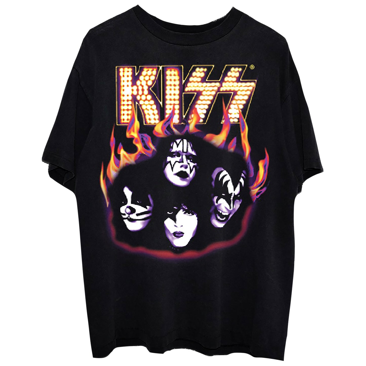 KISS Airbrushed Flames Logo T-shirt Front