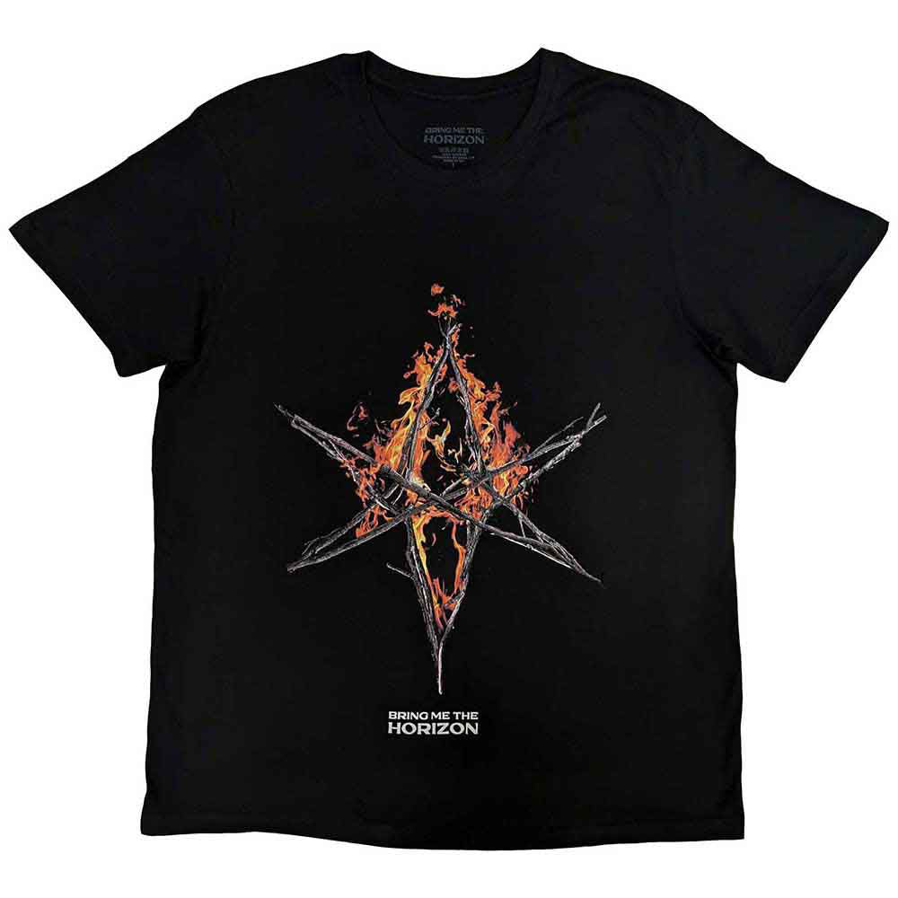 Bring Me The Horizon Flame Hex & Text Logo T-shirt Front