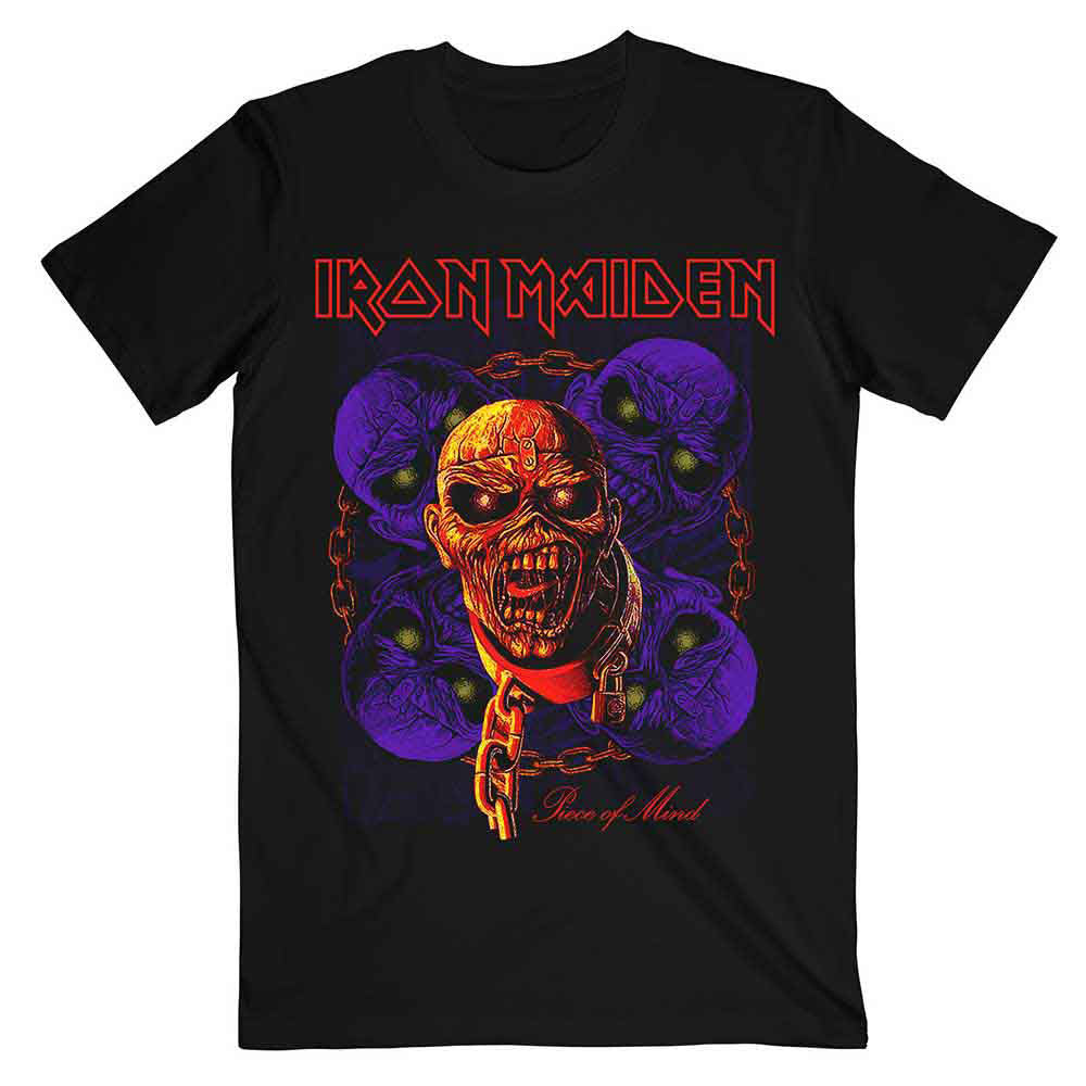 Iron Maiden Piece Of Mind Multi Head Eddie T-shirt Front