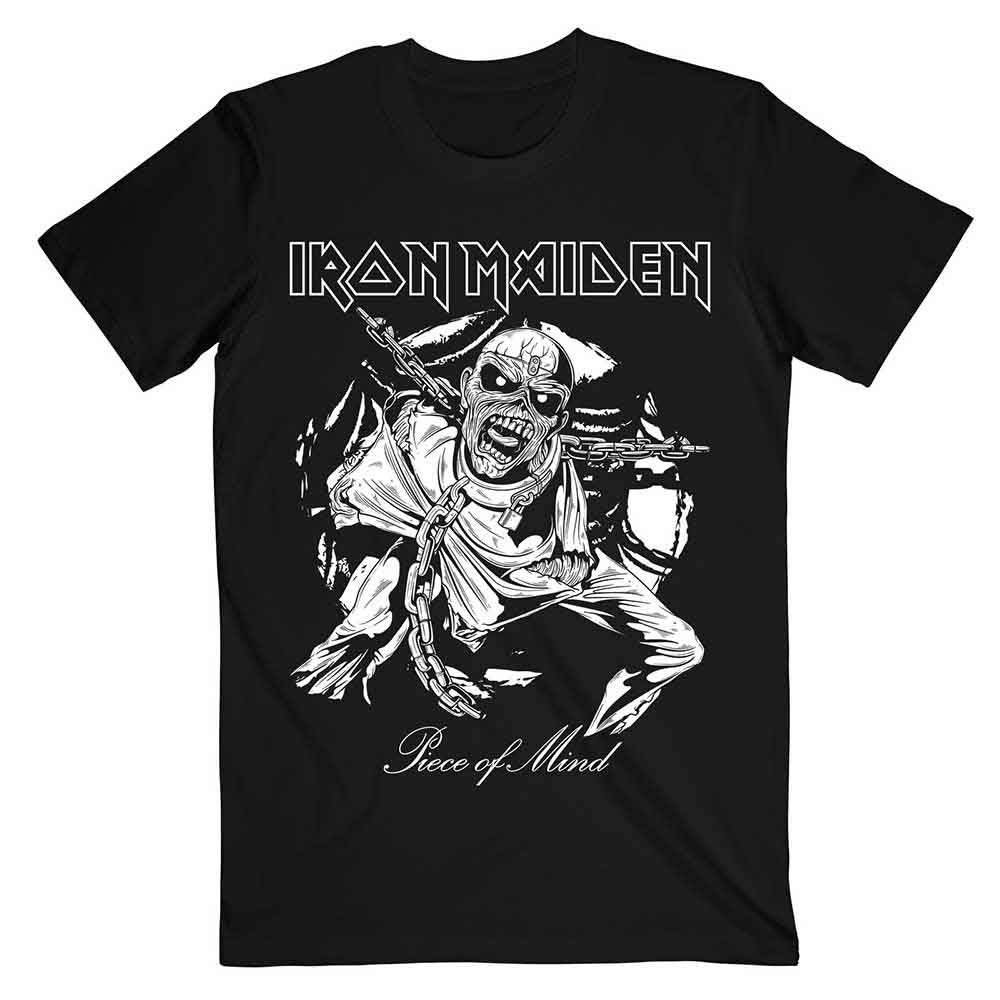 Iron Maiden Piece Of Mind Mono Eddie T-shirt Front