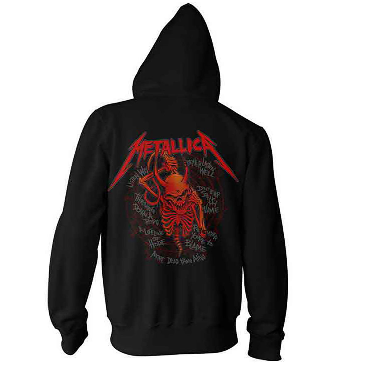 Metallica Skull Screaming Red Hooded Sweatshirt Back