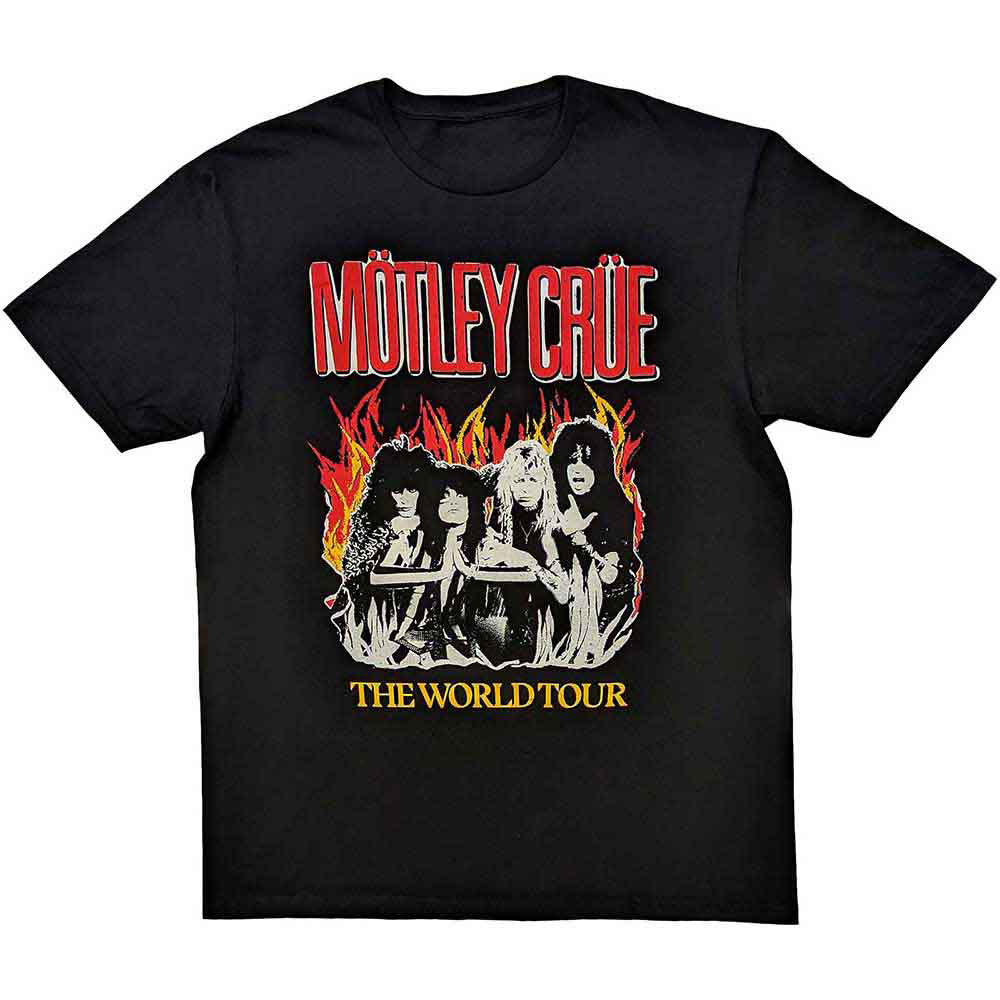 Motley Crue Vintage World Tour Flames T-shirt Front