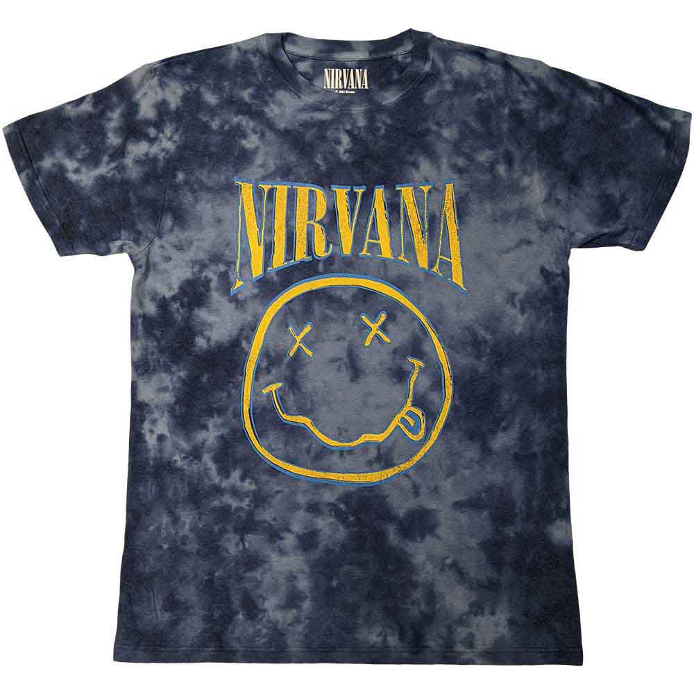 Nirvana Happy Face Blue Stroke T-shirt Front