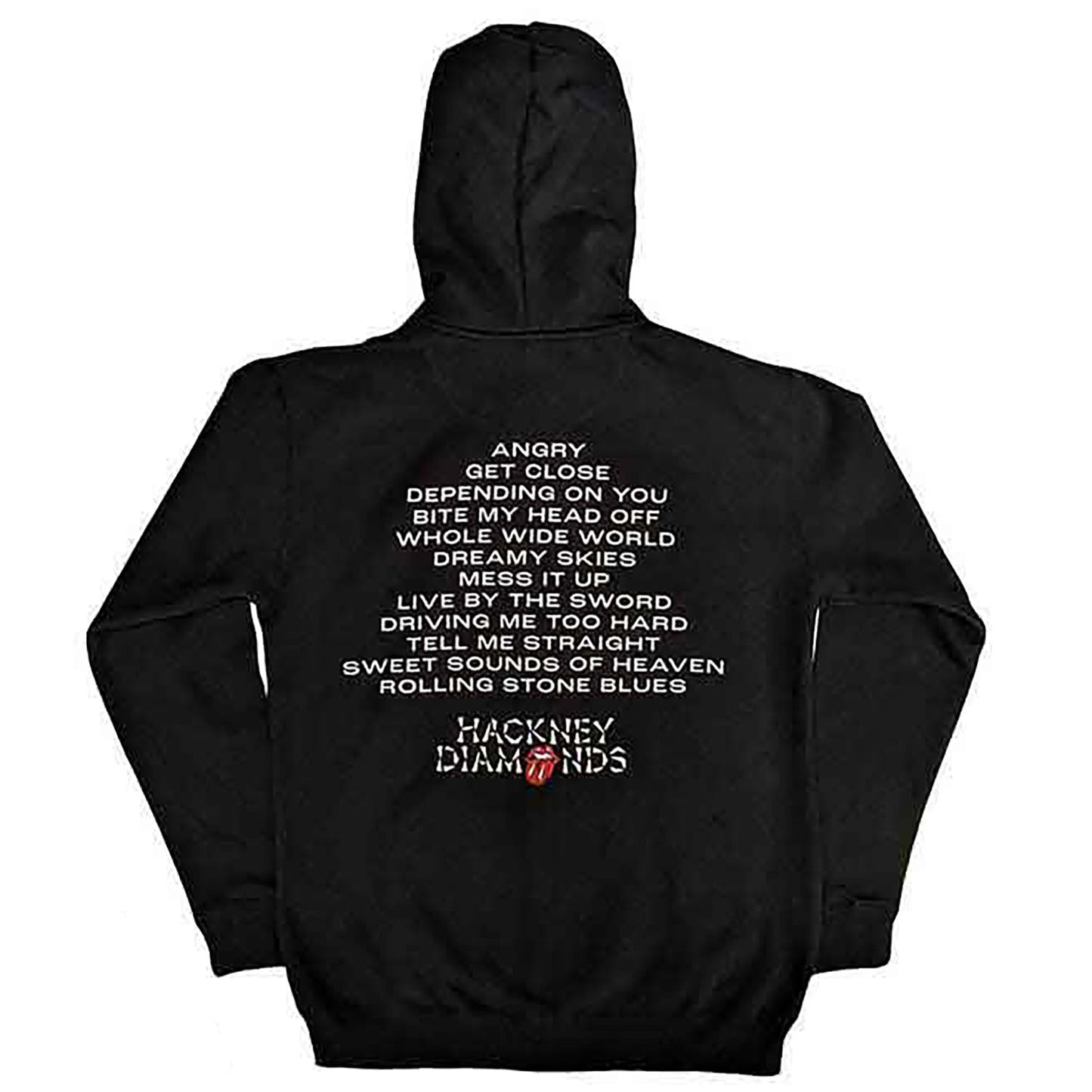 Rolling Stones Hackney Diamonds Tracklist Zippered Hooded Sweatshirt Back