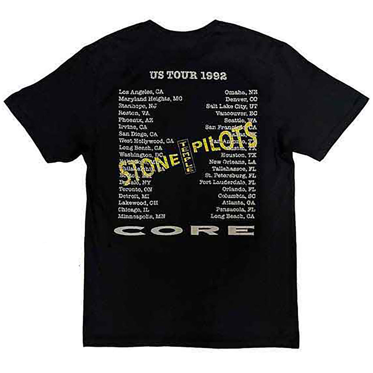 Stone Temple Pilots Core Us Tour '92 T-shirt Back