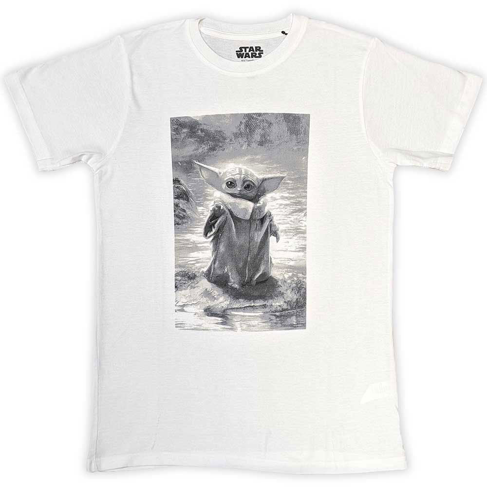 Star Wars The Mandalorian Grogu B&w T-shirt Front