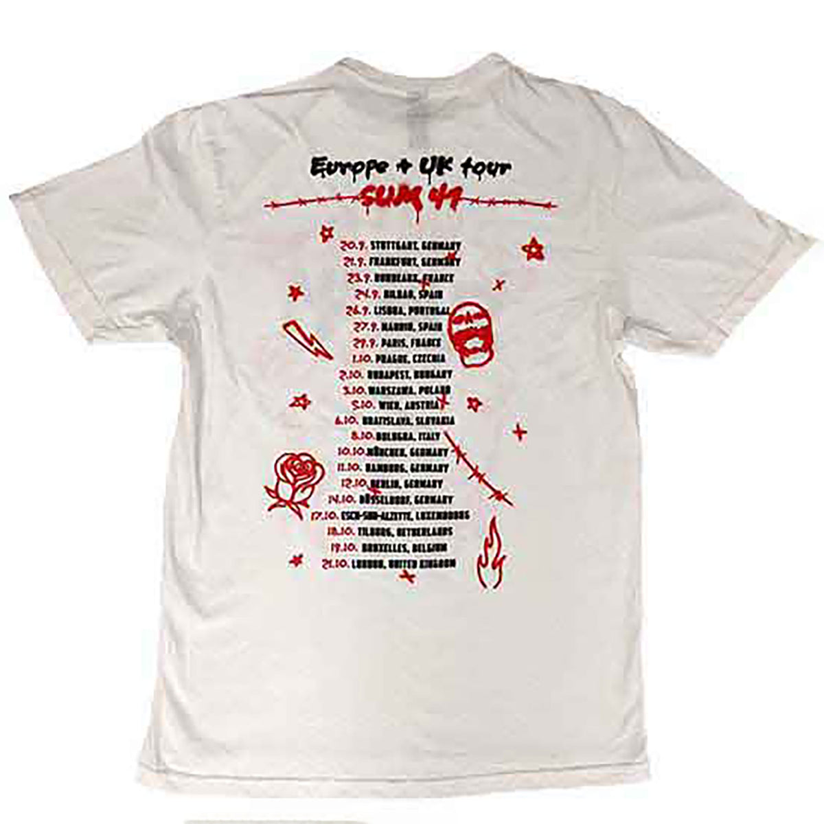Sum 41 Sketches European Tour 2022 T-shirt Back