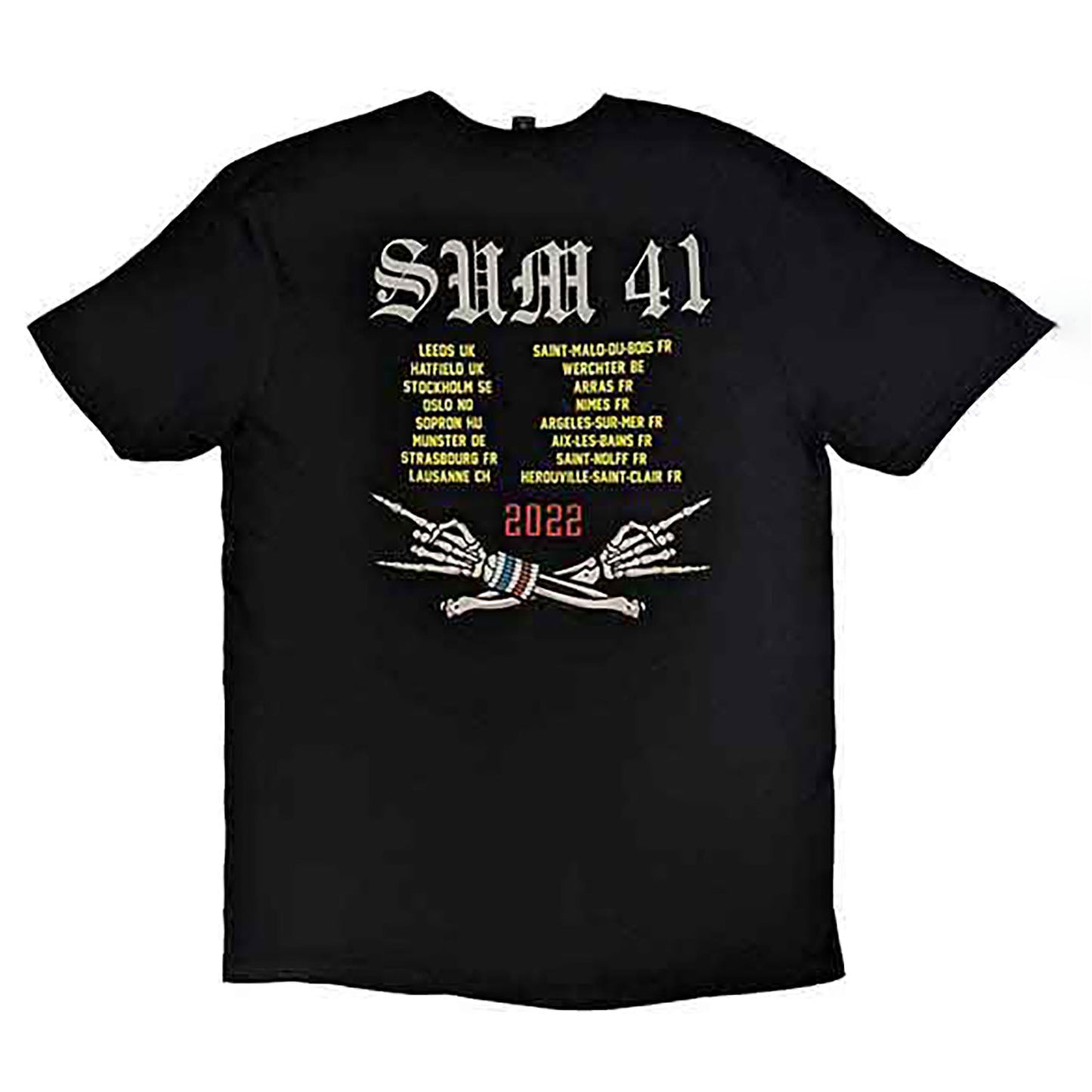 Sum 41 Aknf Skeleton European Tour 2022 T-shirt Back