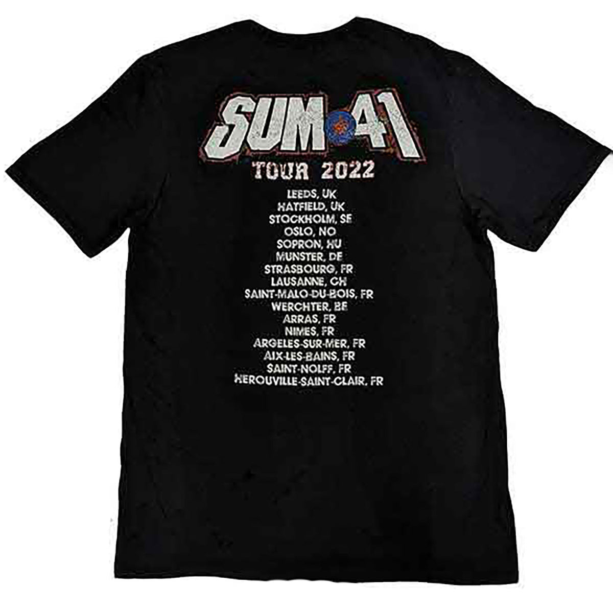 Sum 41 Aknf Grid European Tour 2022 T-shirt Back