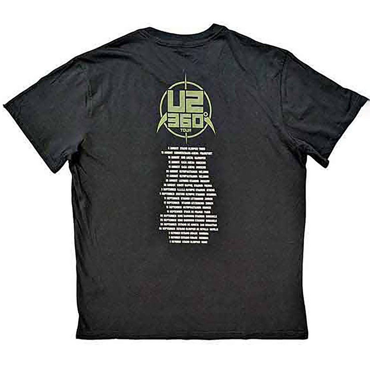U2 360 Degree Tour 2010 Band Photo T-shirt Back