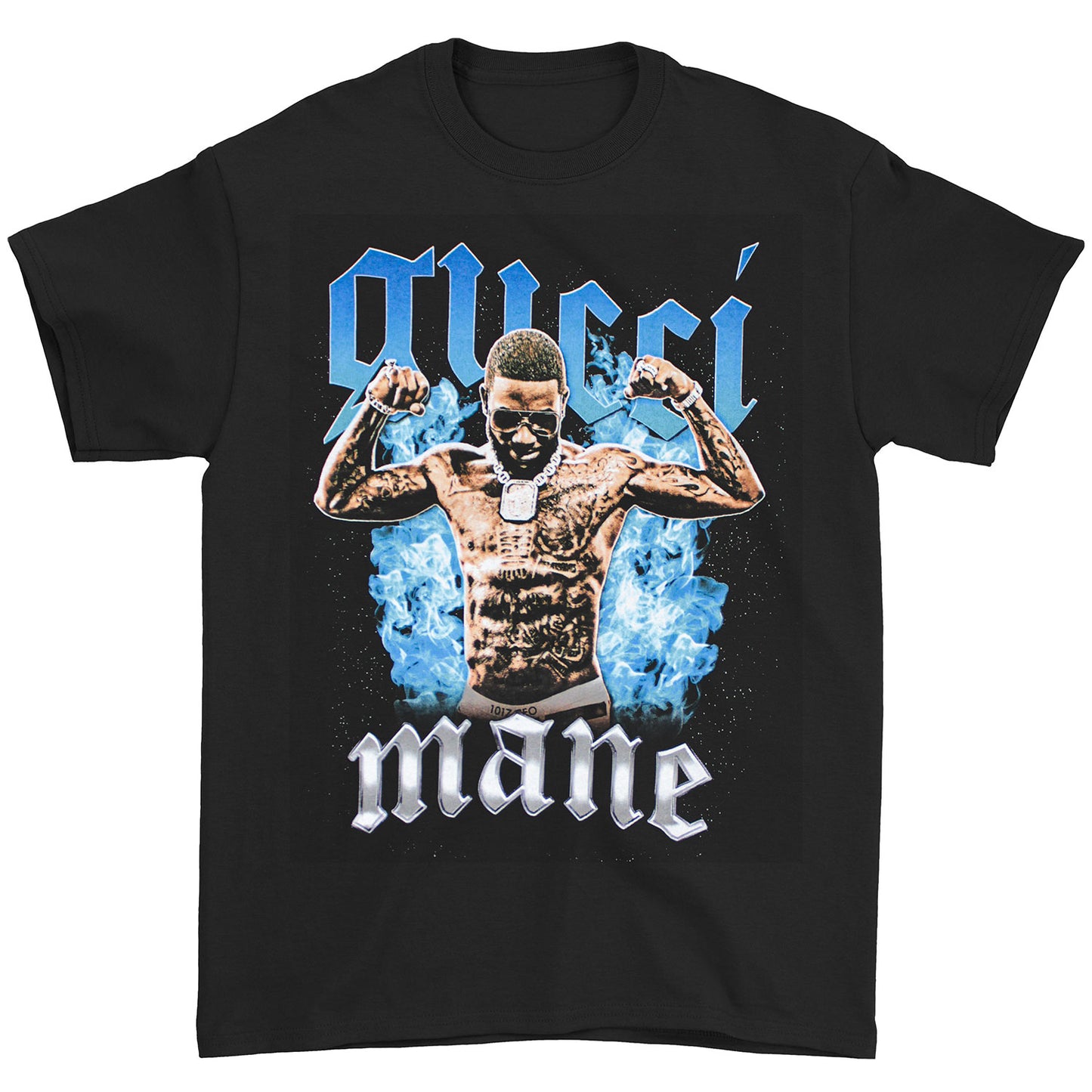 Gucci Mane Blue Fire Photo T-shirt Front