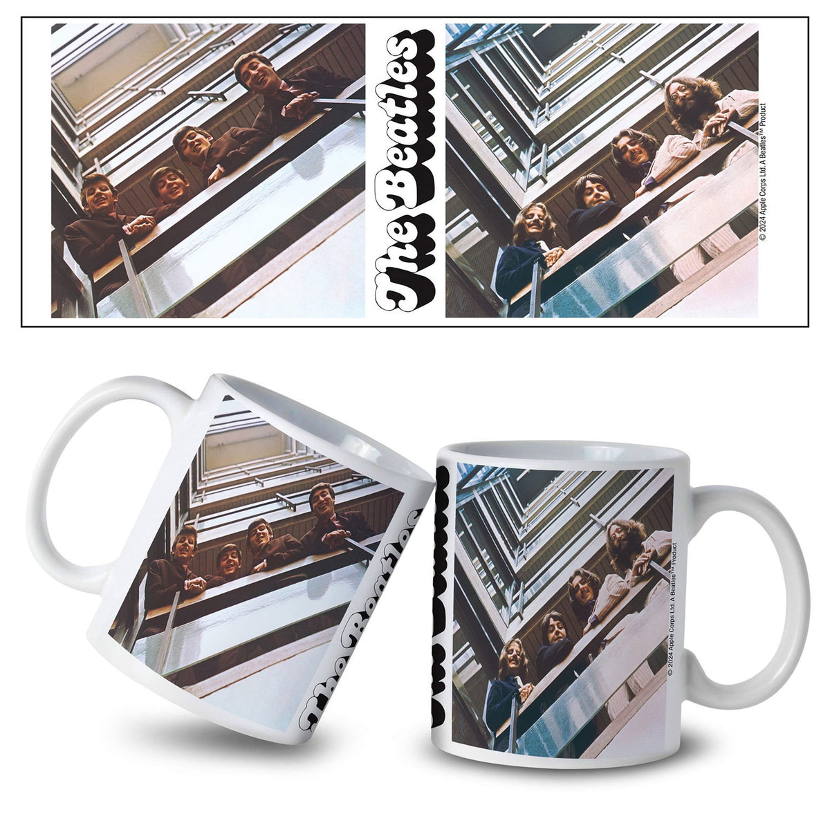 Beatles Red & Blue Album Coffee Mug Front