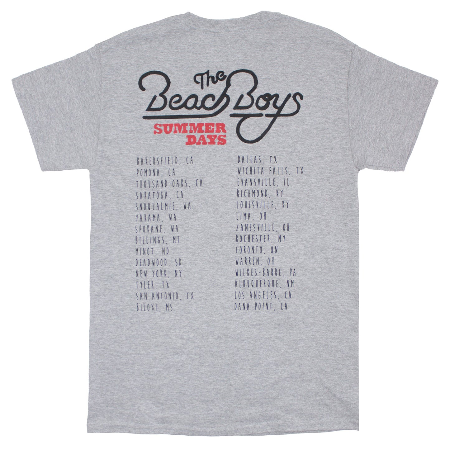 The Beach Boys Summer Days Tour T-shirt Back