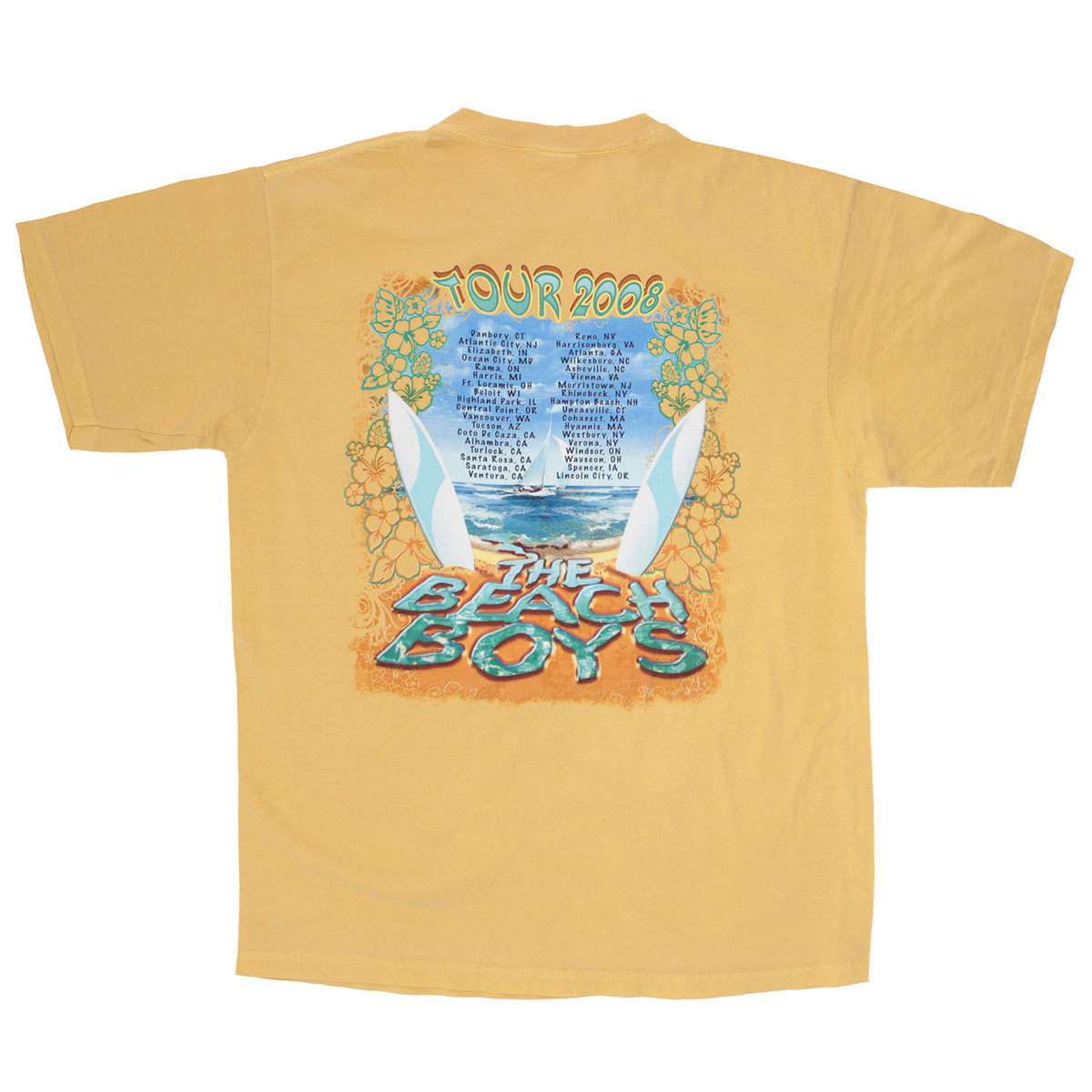 The Beach Boys Tour 2008 (Danbury, CT - Lincoln City, OR) Over Dyed T-shirt Back