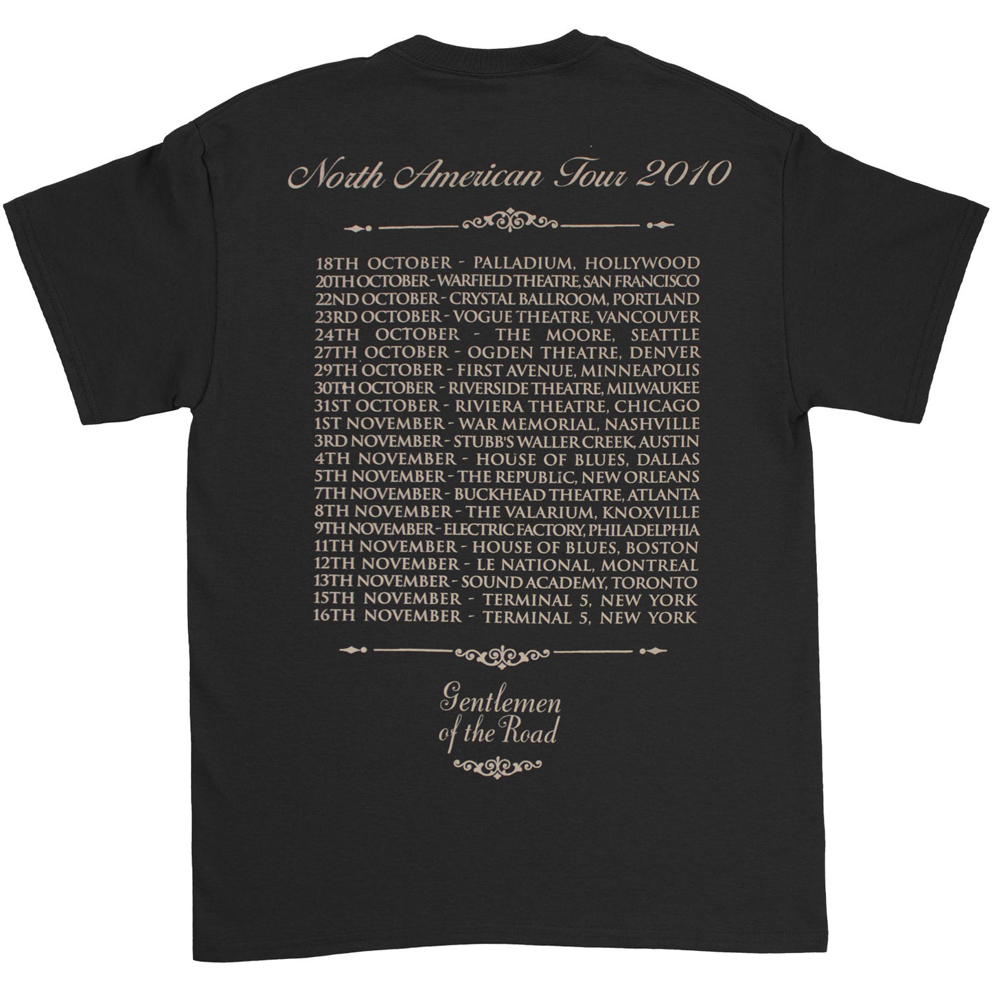 North American Tour 2010 Gentlemen of the Road T-shirt