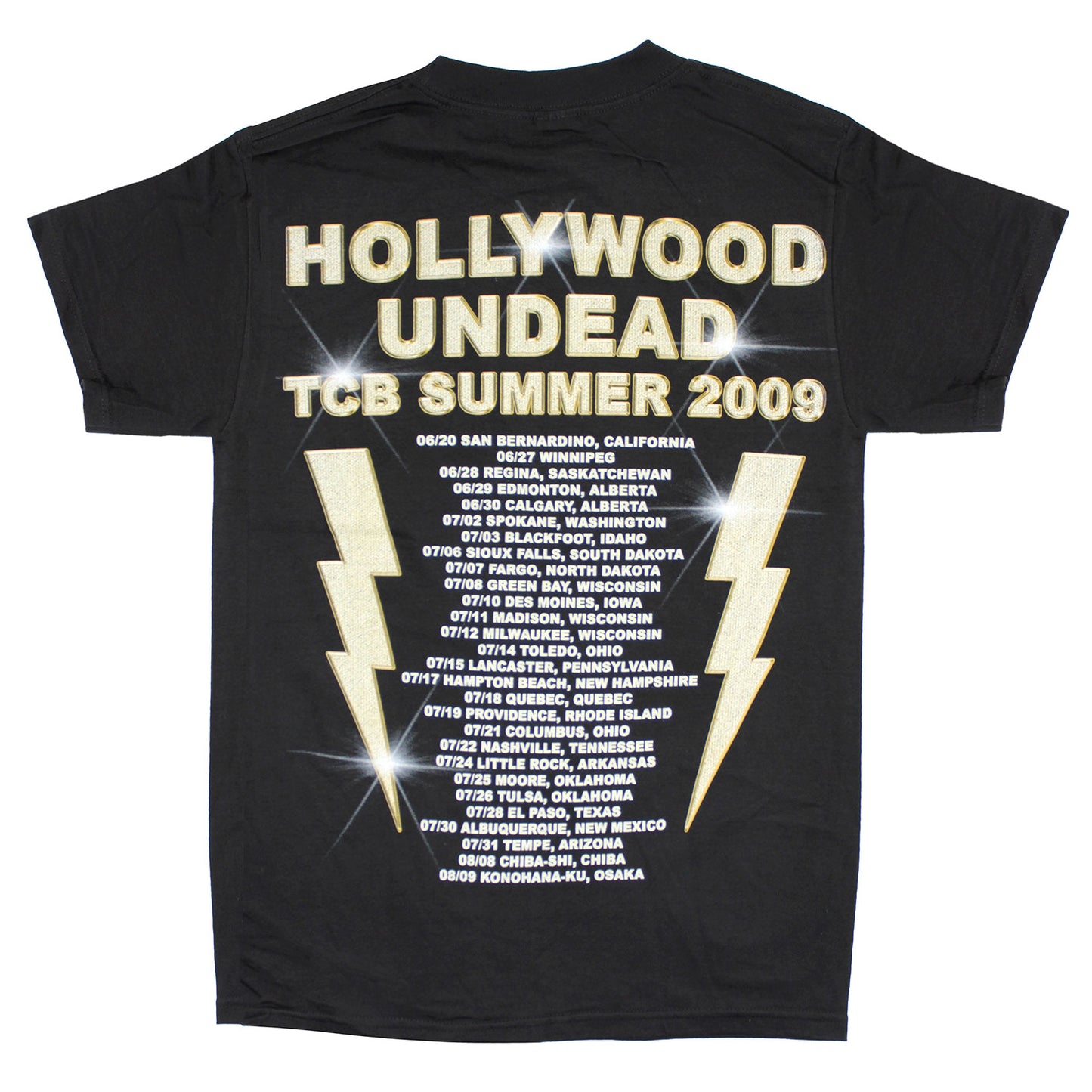 Hollywood Undead TCB Summer 2009 Tour T-shirt Back