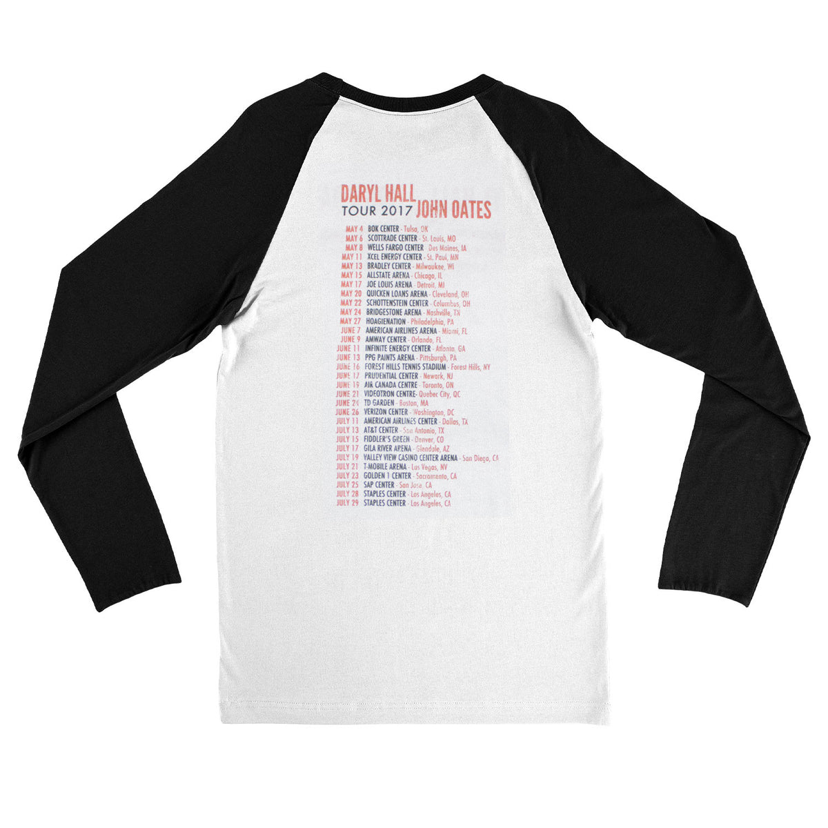 Hall & Oates Tour 2017 Baseball Jersey Back